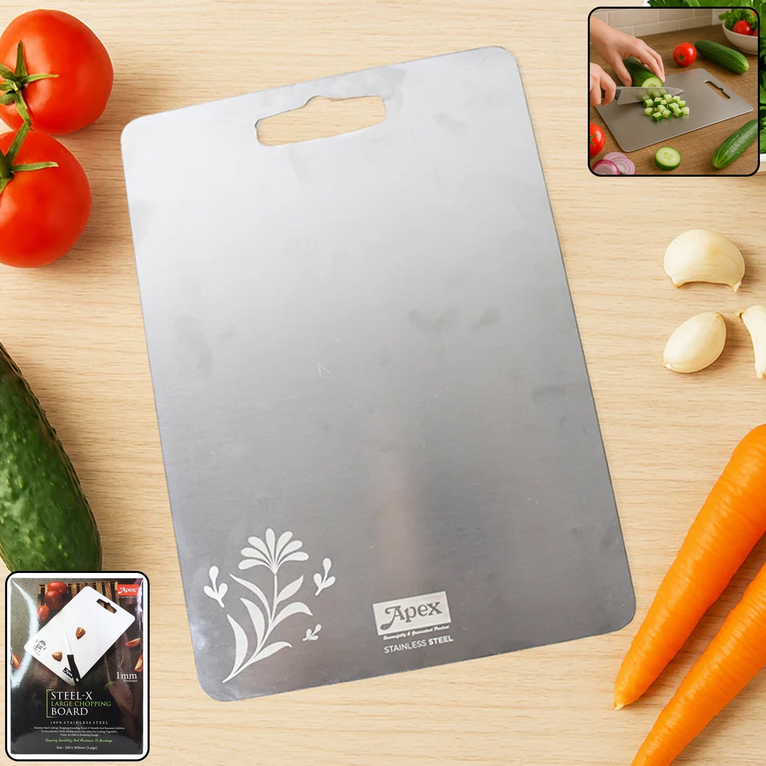Large Stainless Steel Multipurpose Chopping & Cutting Board Large Stainless Steel Multipurpose Chopping & Cutting Board